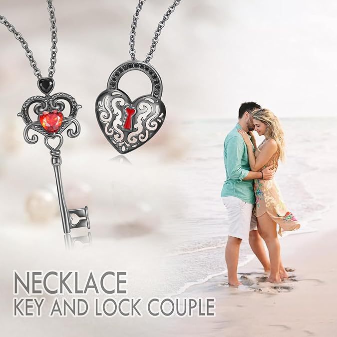 Wholesale  hollow diamond love clavicle chain key lock creative couple  necklace