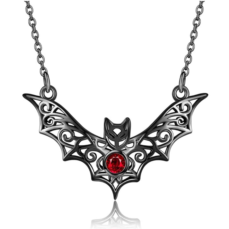Wholesale Halloween  Gothic Bat Ruby Hollow Necklace
