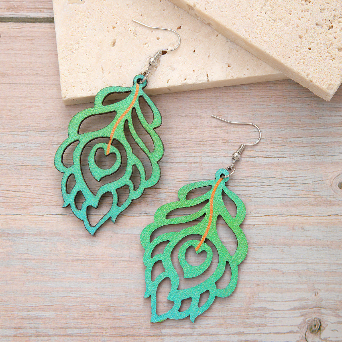 Wholesale Bohemian Ethnic Style Retro Feather Leaf Earrings