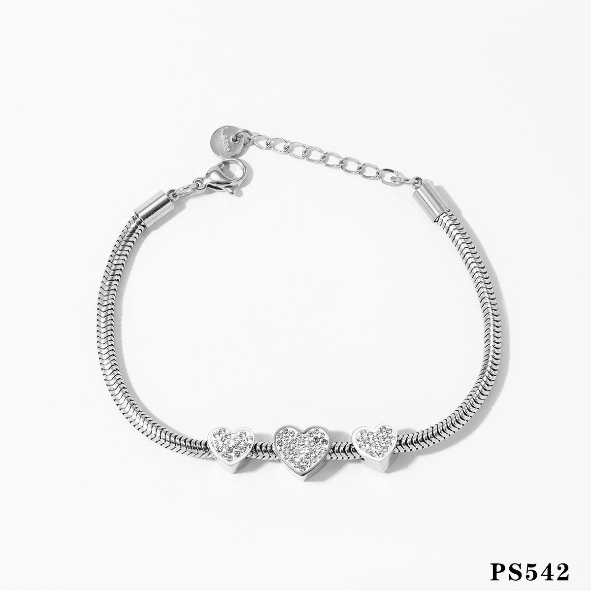 Wholesale  Stainless Steel Exquisite Diamond Wide Strap Mesh Chain Love Bracelet