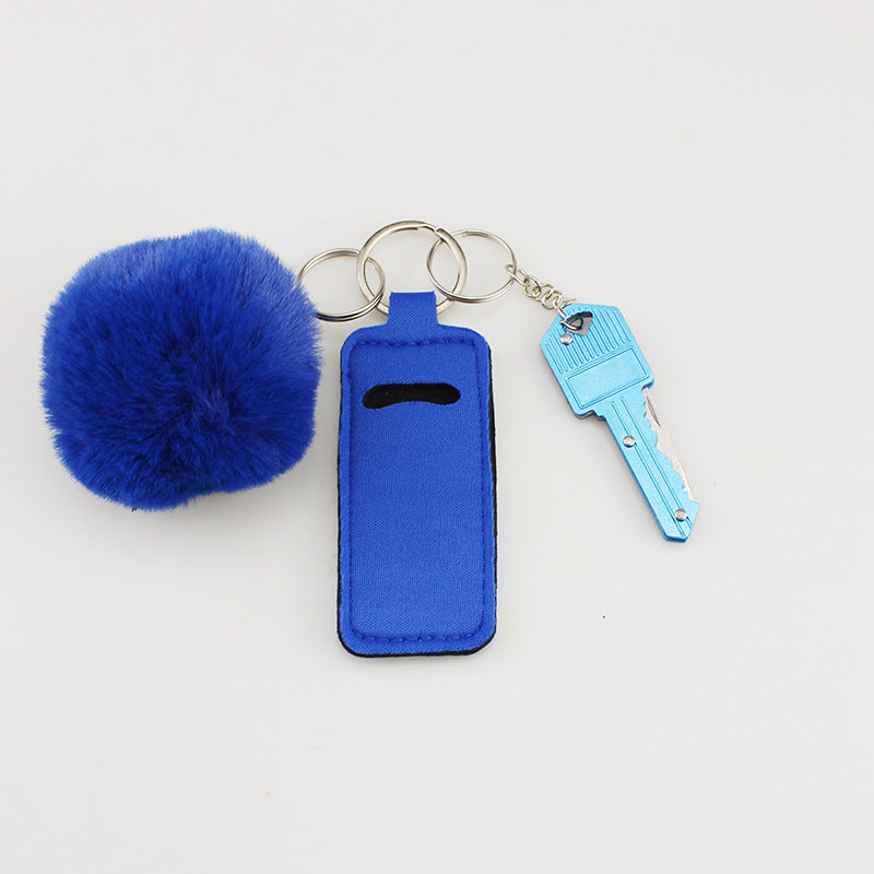 Wholesale Fur Ball Lipstick Set Folding Keychain ACC-KC-TMS008