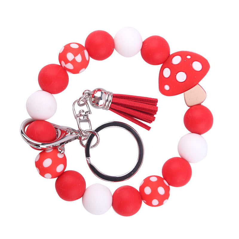 Wholesale Mushroom Silicone Beaded Wrist Keychain ACC-KC-GuangTian011