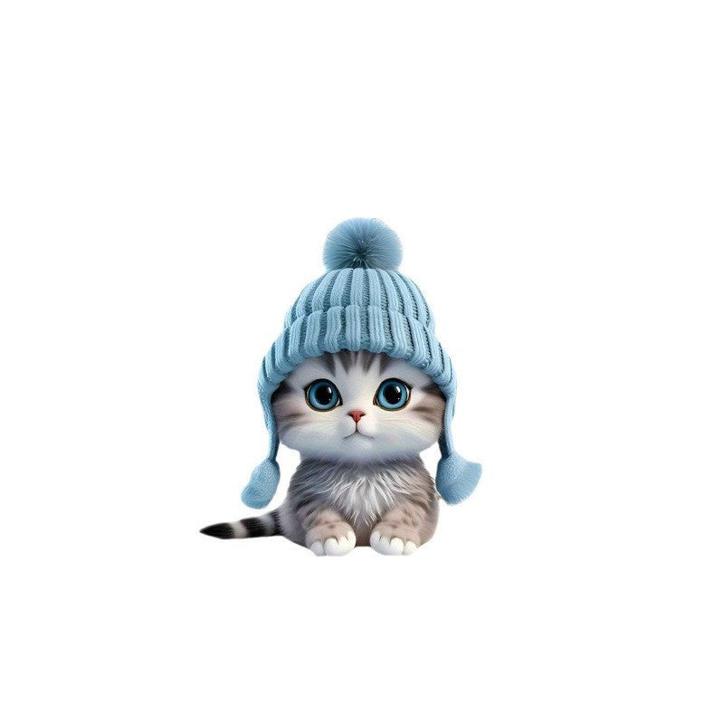 Wholesale Blue Sweatshirt Plush Kitten Acrylic Flat Earrings