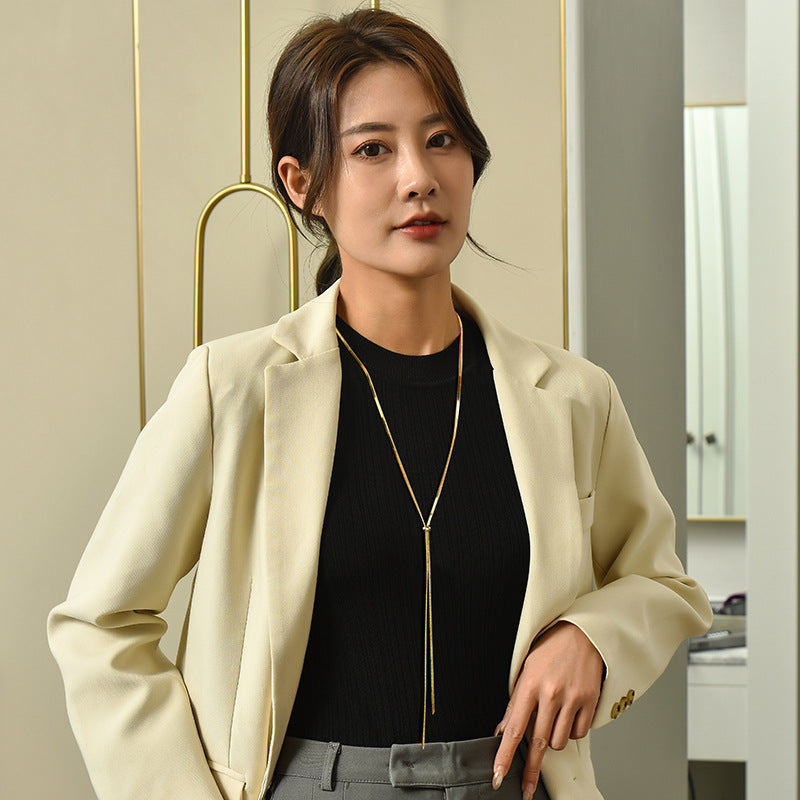 Wholesale titanium steel one-wear-multiple-wear thick flat snake chain sweater chain