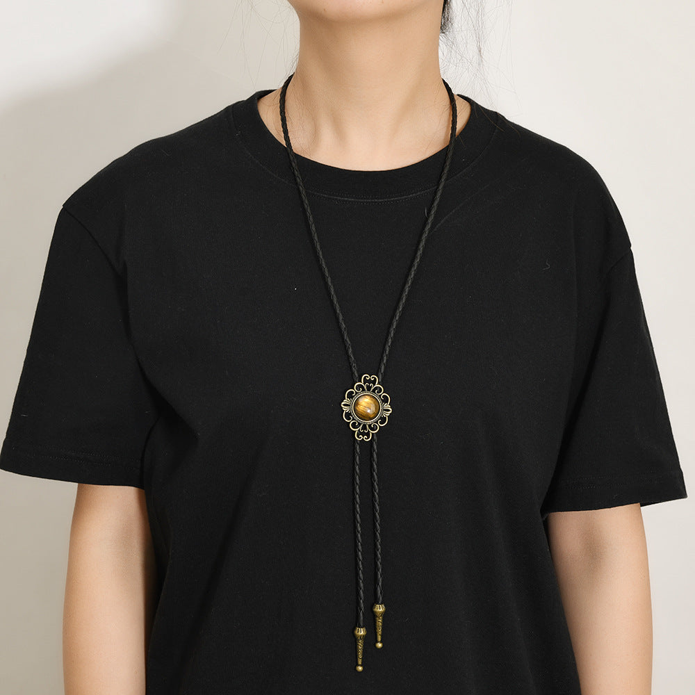 Wholesale  Retro Metal Alloy Gemstone Pendant Necklace