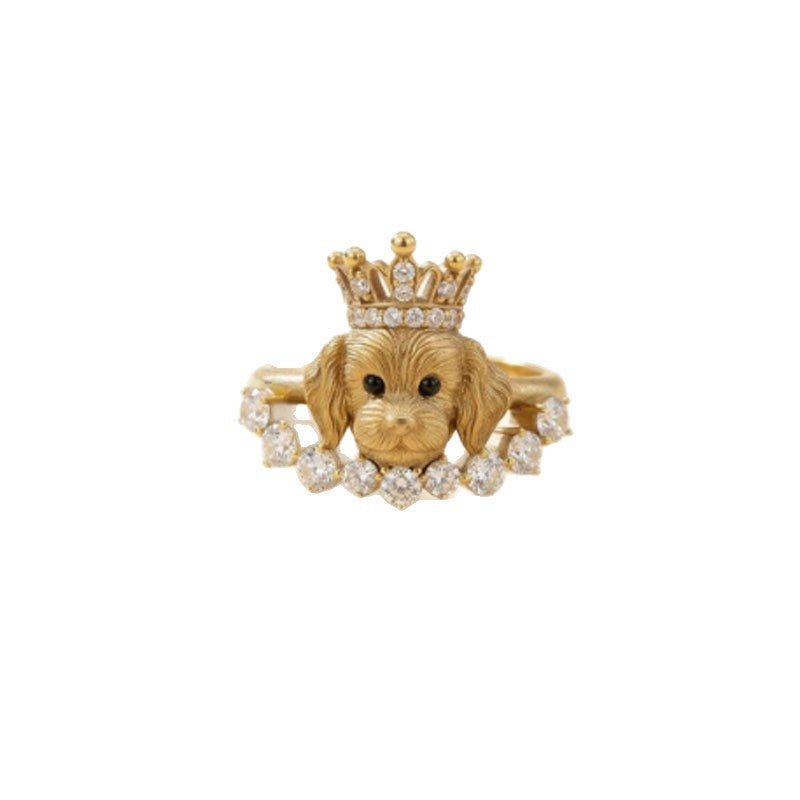 Wholesale Cute Cartoon Puppy Dog Open Ring Adjustable Plated Copper Jewelry Gift For Pet Lovers