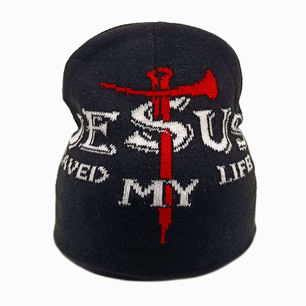 Wholesale Cross Jacquard Knitted Hat Winter Explosions Letter Beanie