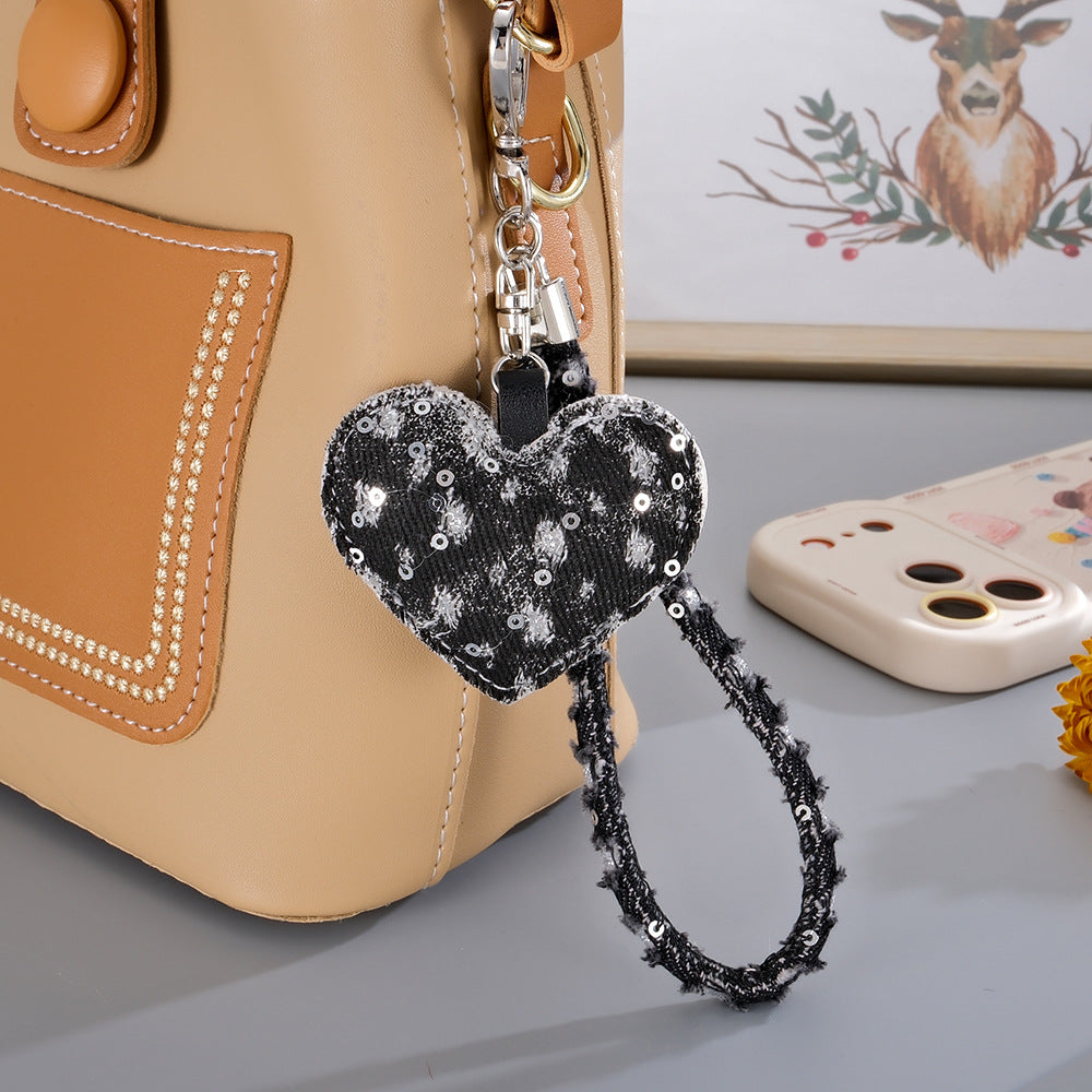 Wholesale  sophisticated ripped denim wrist strap phone charm  Keychain