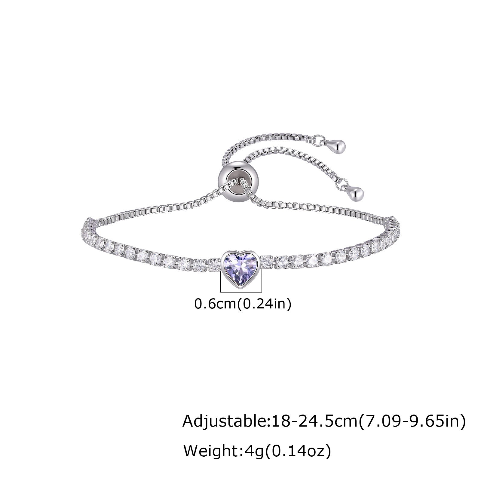 Wholesale Modern January Birthstone Tennis Bracelet Copper Electroplated Women S Chic Jewelry Accessory Gift