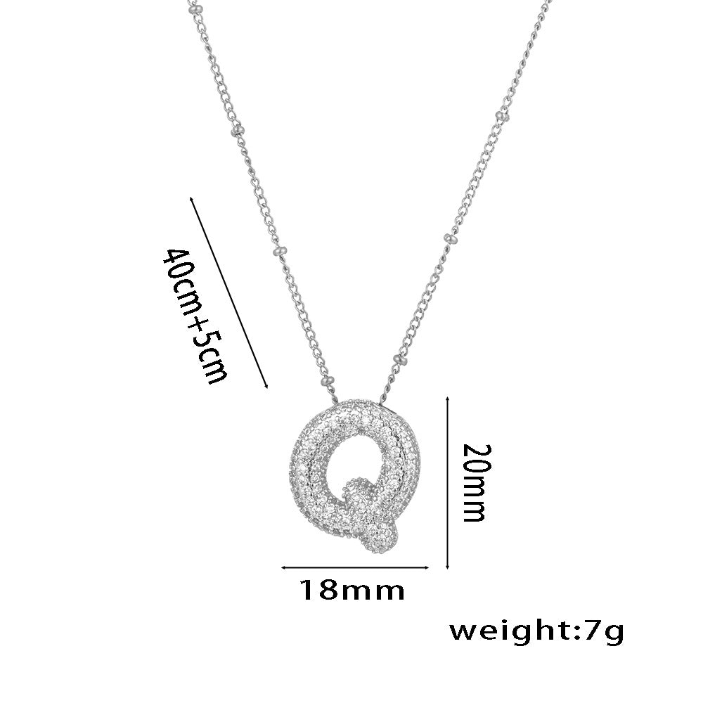 Wholesale Micro-Inlaid Zirconia Letter Pendant Necklace ACC-NE-KuCai012