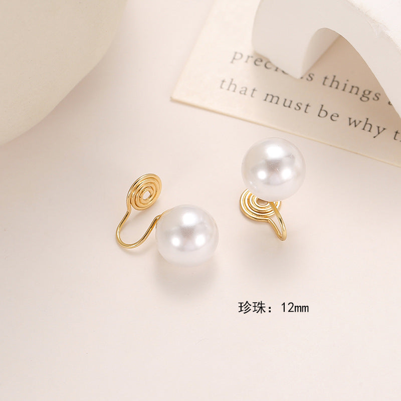 Wholesale pearl retro round shiny ear hooks earrings