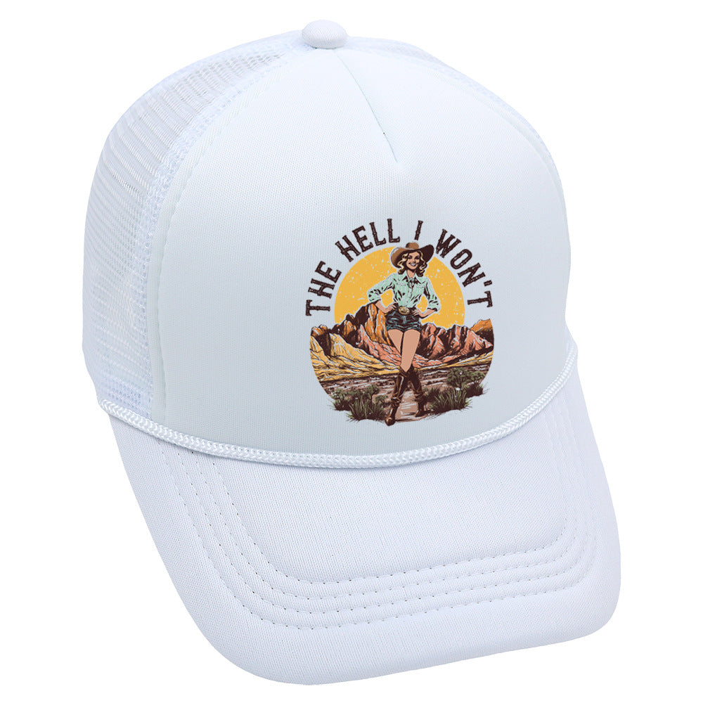 Wholesale Trucker Hat Western Style Cowboy Baseball Cap Printed Mesh Cap ACC-HT-HaiPu013