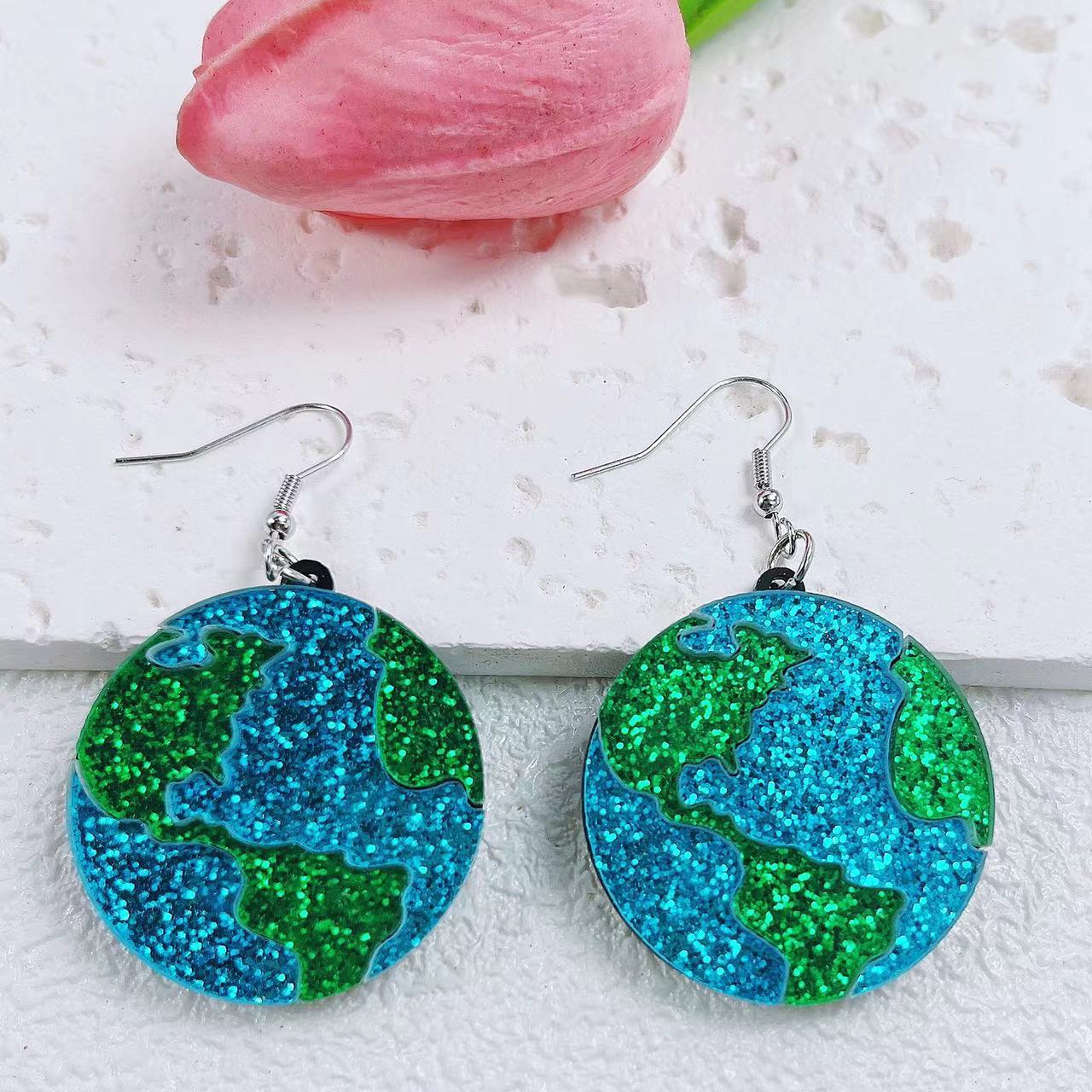 Wholesale Earth Eco-Friendly Glitter Acrylic Earrings ACC-ES-AnDao011