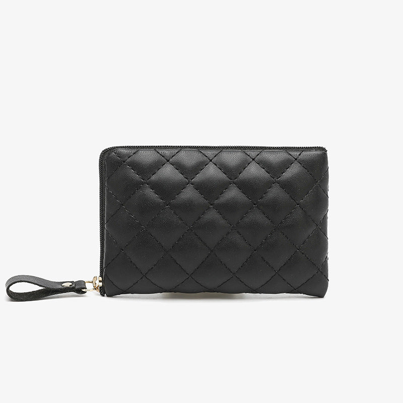 Wholesale Trendy PU Coin Purse Key Wallet White With Rhombus Pattern Unisex Fashion Accessory