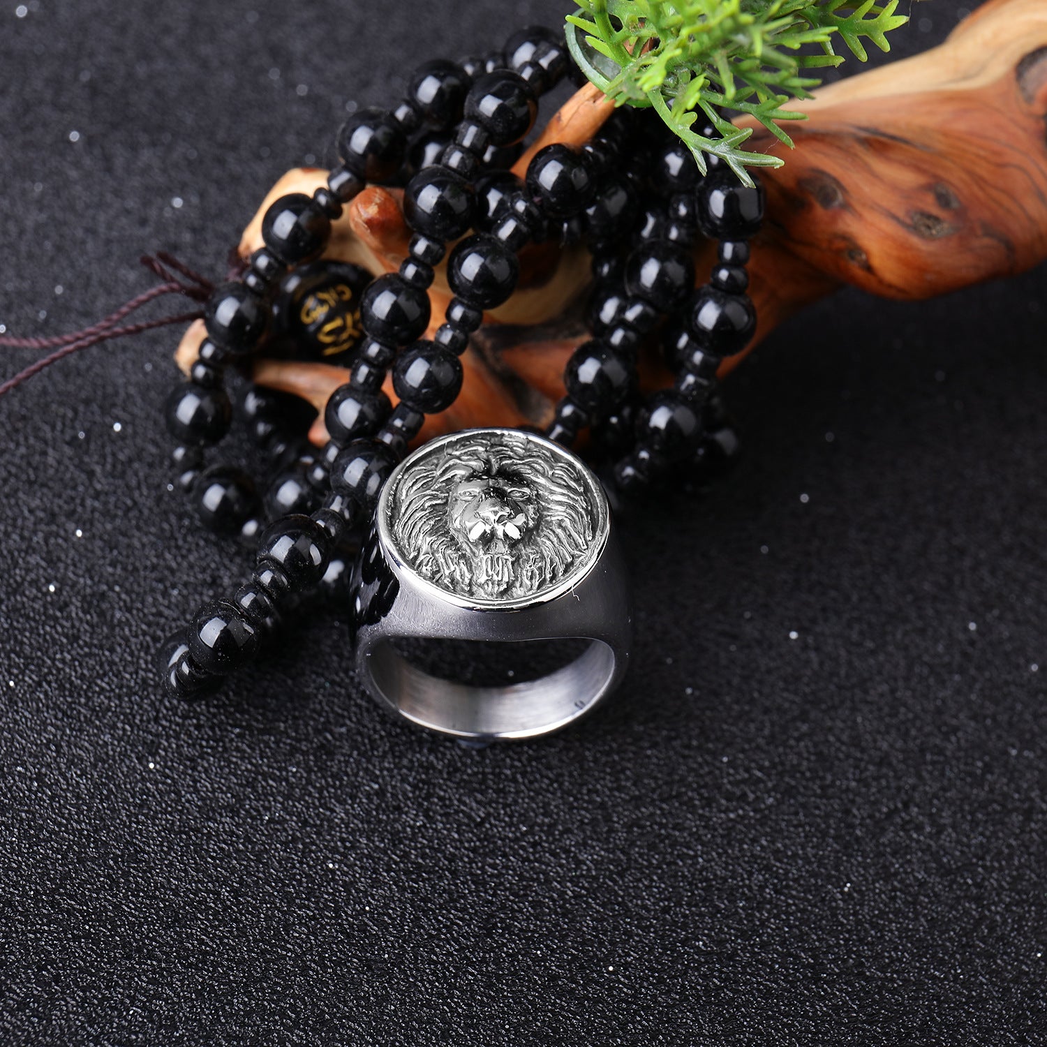 Wholesale Vintage Lion Head Stainless Steel Titanium Steel Men's Ring ACC-RS-Qiaoa002