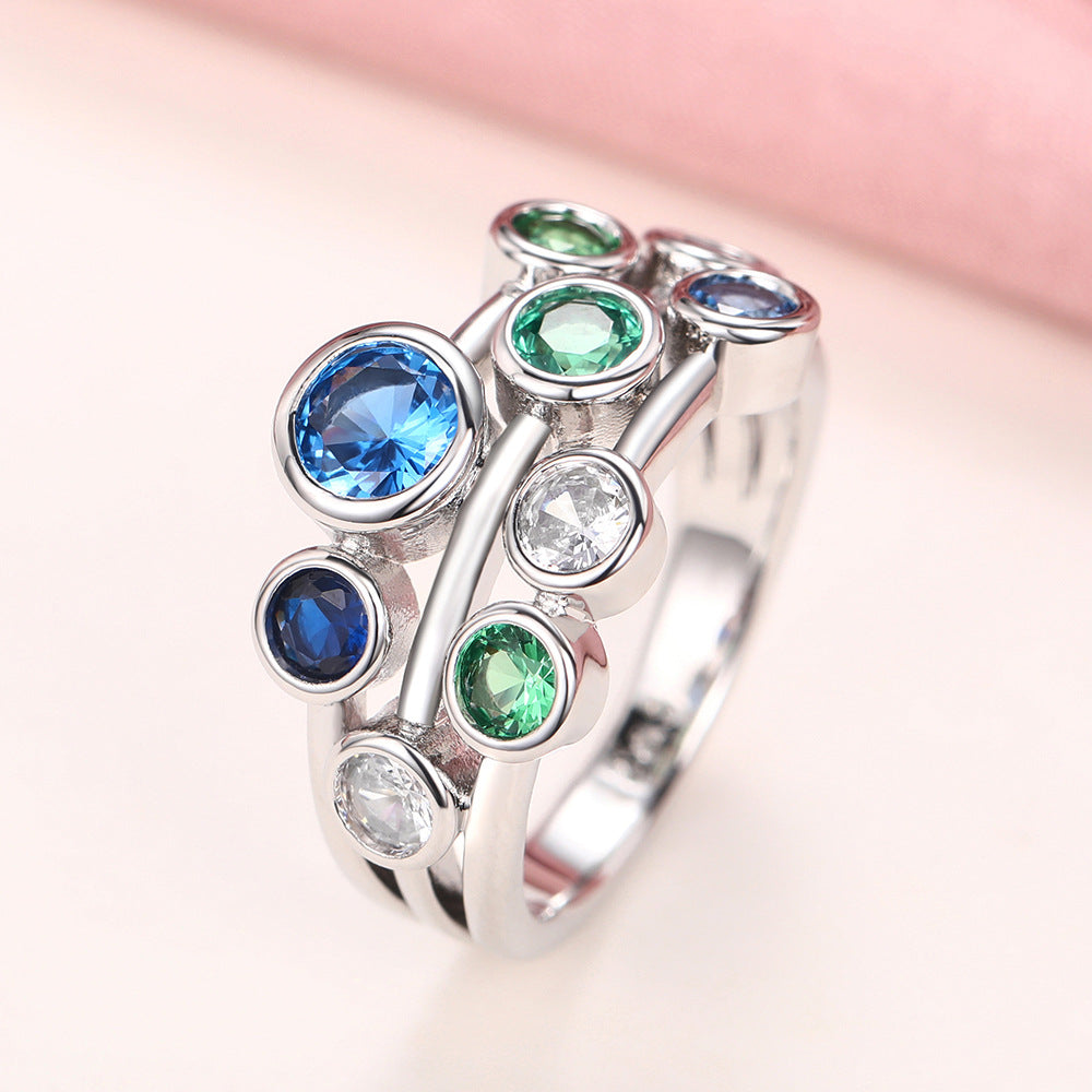 Wholesale Stylish Copper Zircon Ring Geometric Sweet Cool Women' s Jewelry Accessory