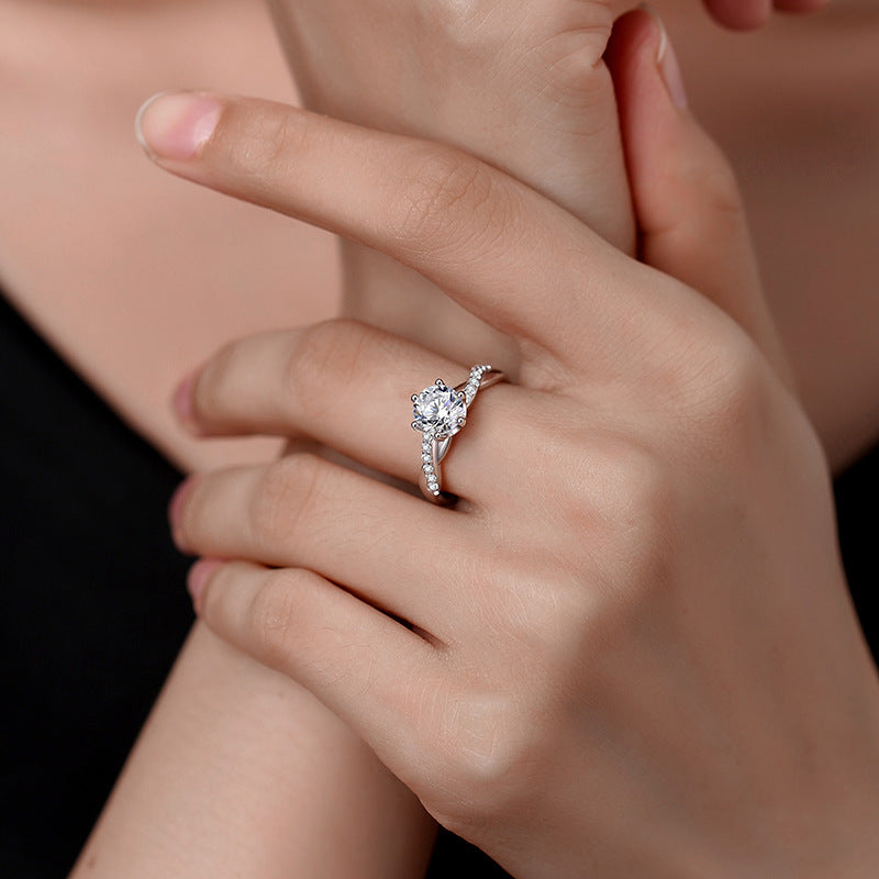 Wholesale s925 sterling silver open moissanite  adjustable ring