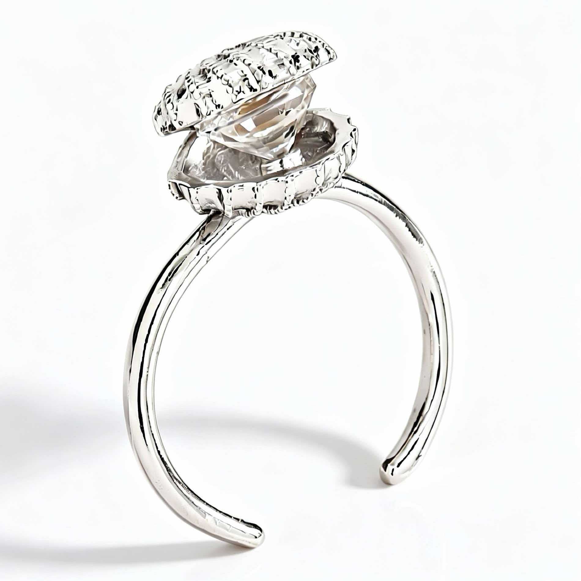 Wholesale Copper Pearl Zircon Shell Open Ring For Women Stylish Adjustable Jewelry Accessory Boutique Party Gift