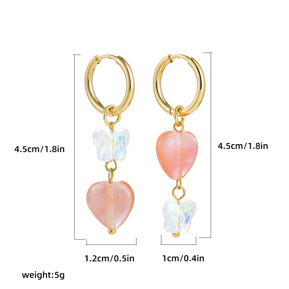 Wholesale love asymmetric earrings 18K gold stainless steel earrings