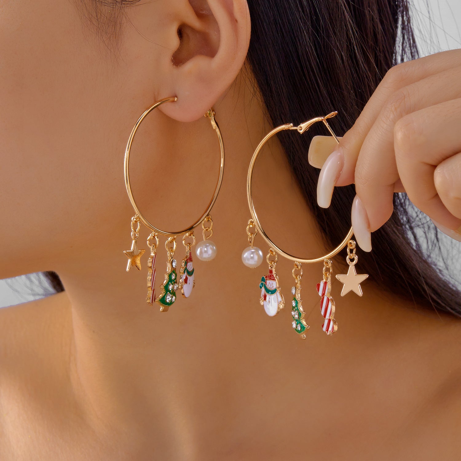 Wholesale Christmas Gingerbread Man Snowflake Multi-Accessory Candy Earrings Bracelet Necklace Set