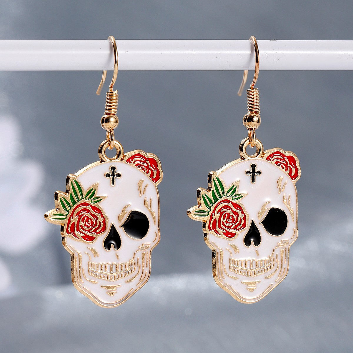Wholesale  Halloween skull rose earrings