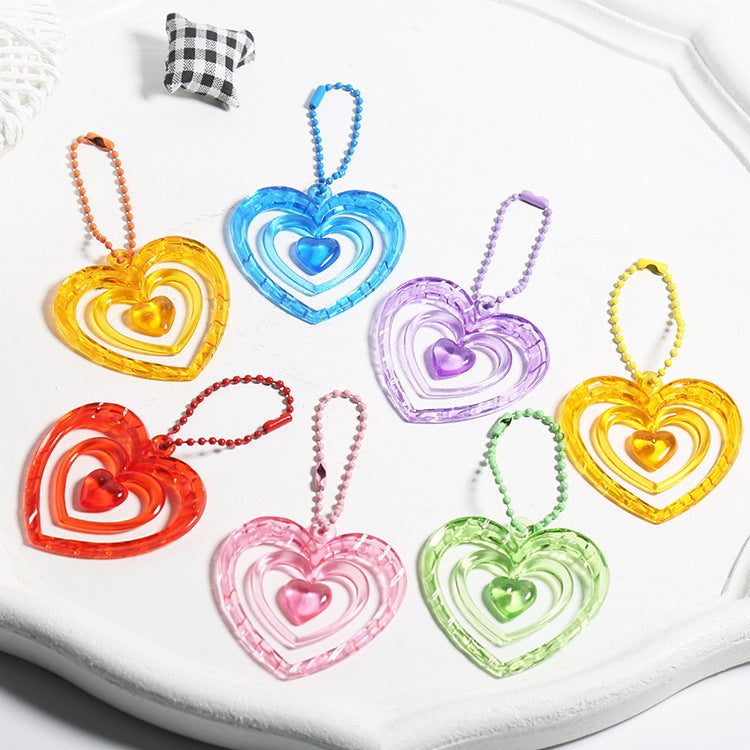 Wholesale Candy Colored Heart-shaped Acrylic Keychain Pendant ACC-KC-HuiMei006
