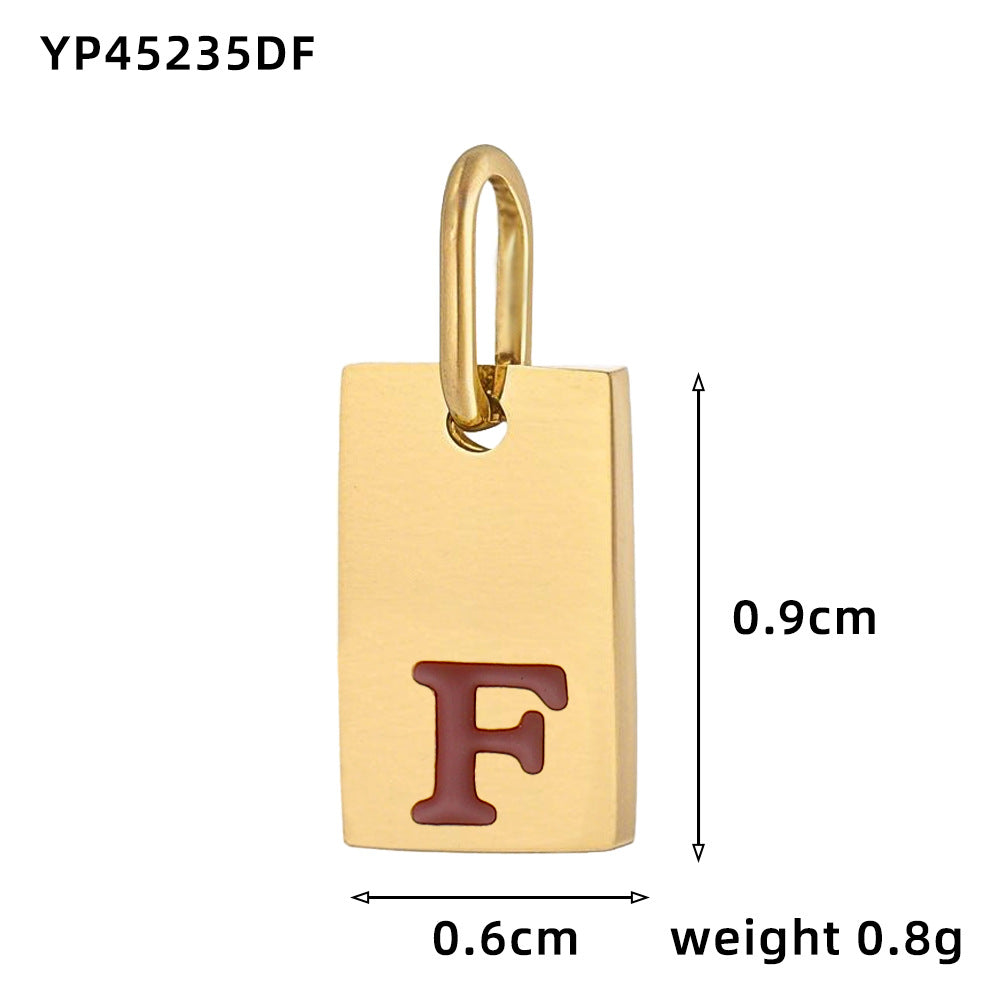 Wholesale 26 oil drops English letters stainless steel gold-plated DIY pendant