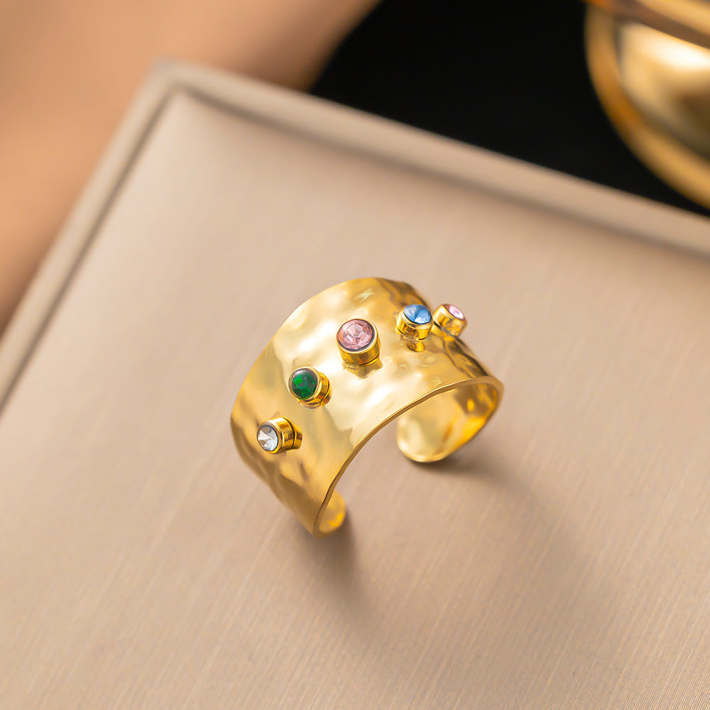 Wholesale Titanium Steel Geometric Open Adjustable Rings ACC-RS-YiBao009