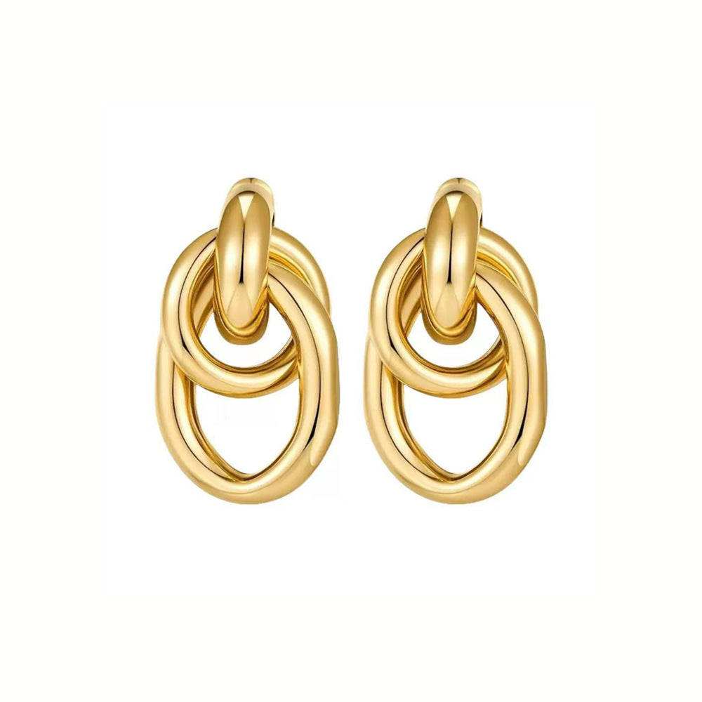 Wholesale Trendy Irregular C-Shape Earrings Metal Geometric Three-Layer for Party Wear