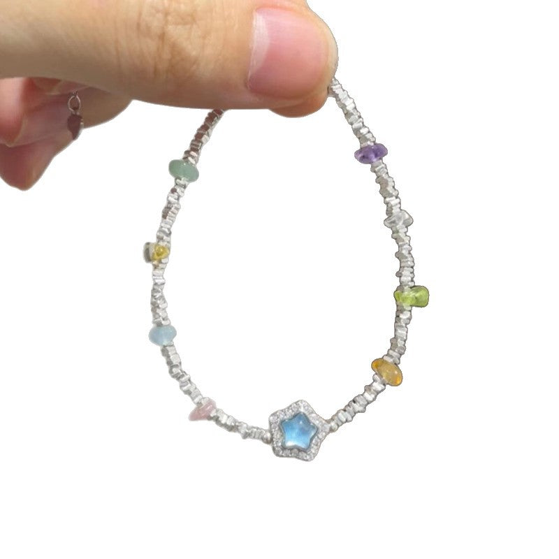 Wholesale Colorful Dopamine Broken Silver Star Bracelet