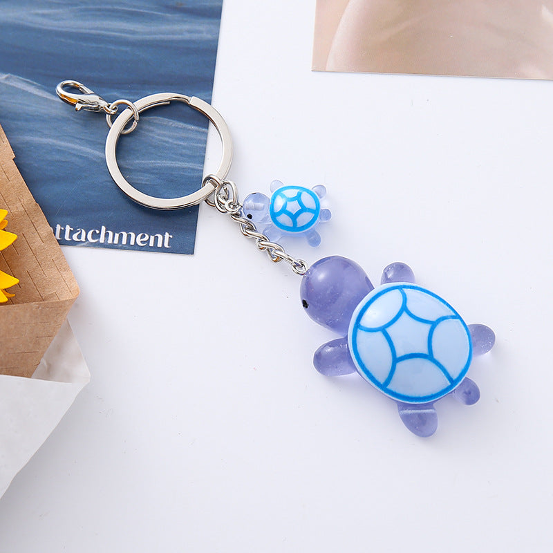 Wholesale Three-dimensional luminous little turtle keychain