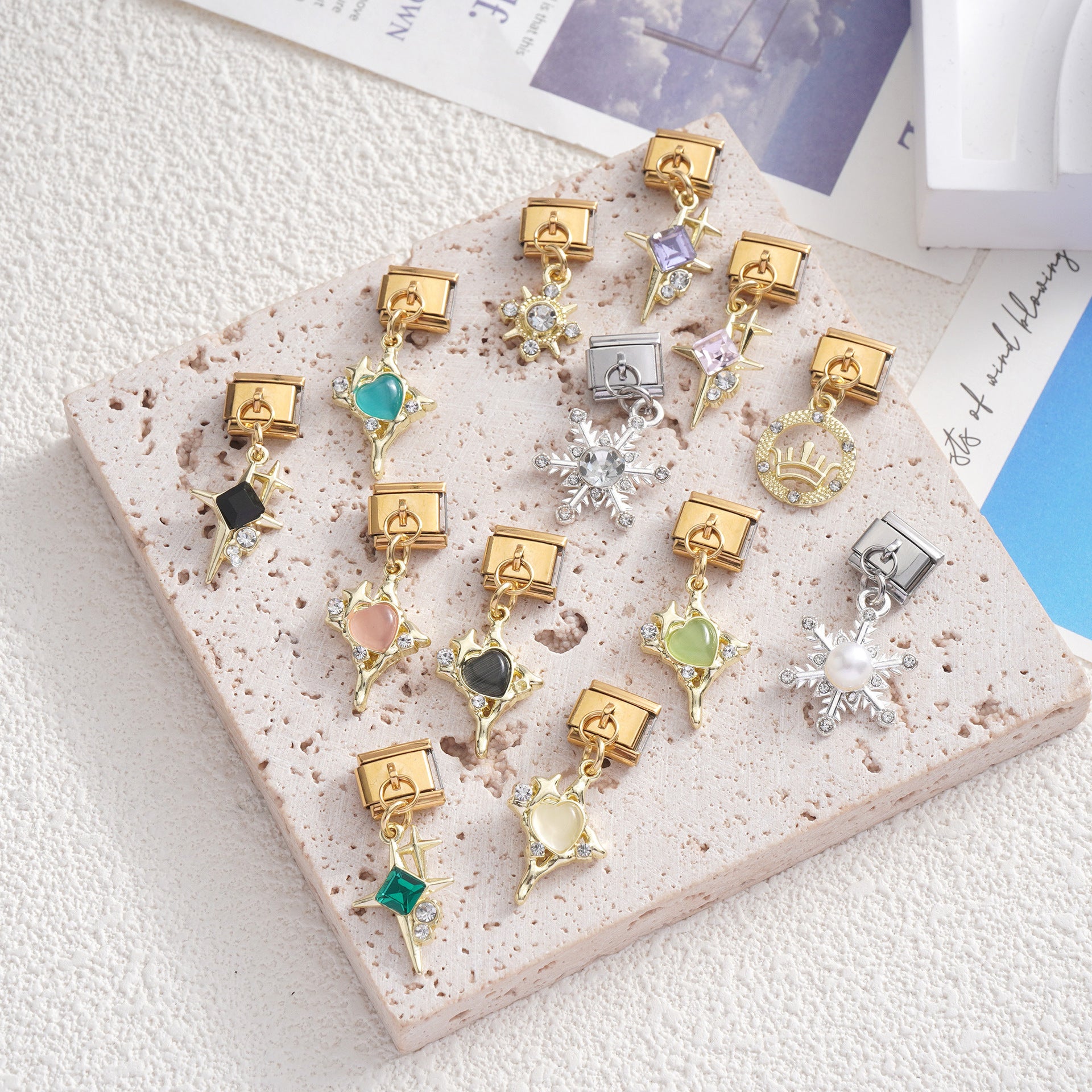 Wholesale Italian Charm Bracelet 9mm DIY Splicing Cute Pendant Stainless Steel Composable Bracelet