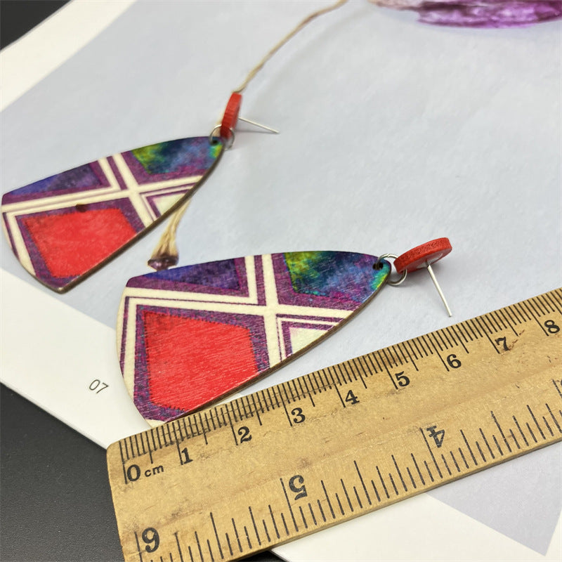 Wholesale Bohemian Colorful Striped Wooden Earrings ACC-ES-FX014
