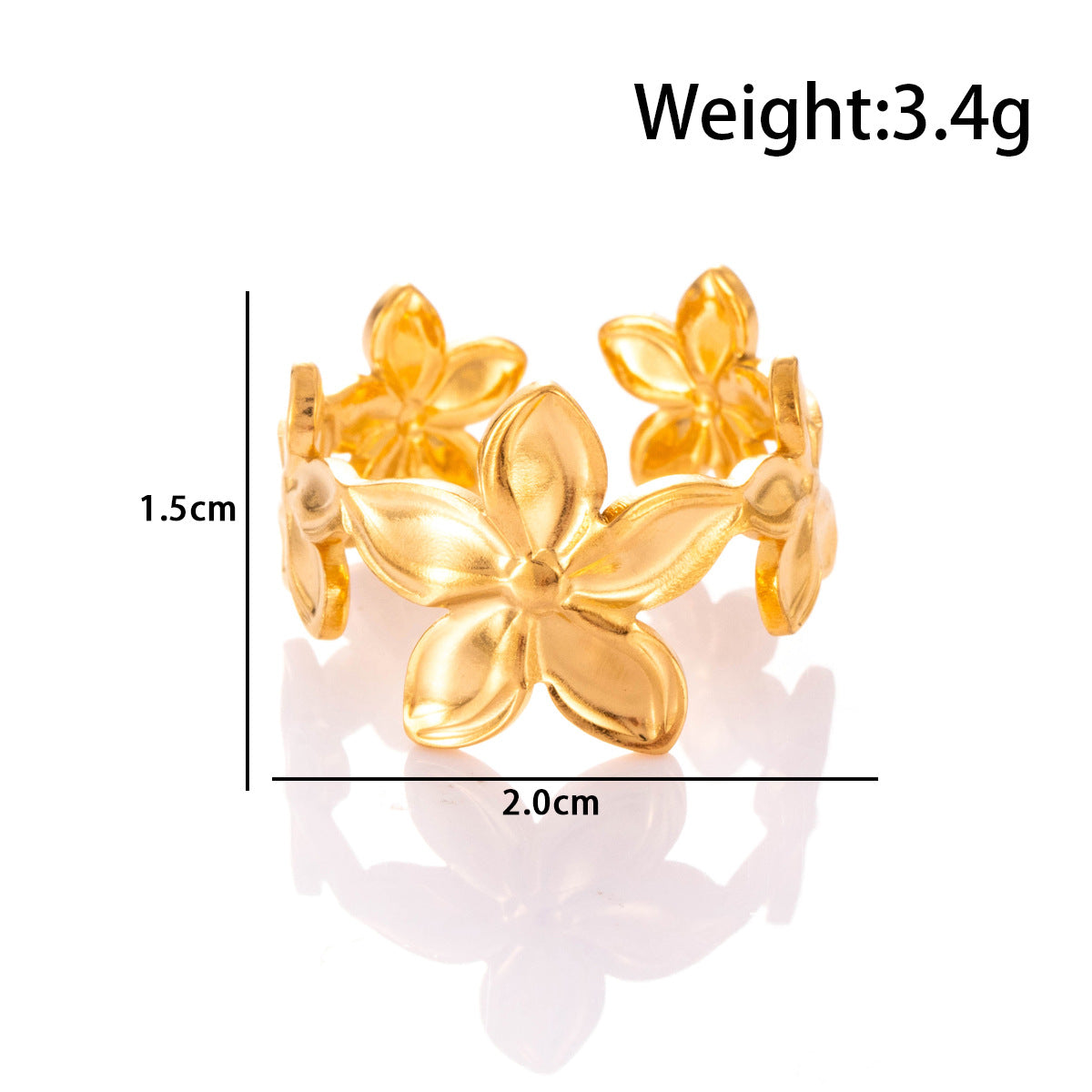 Wholesale Titanium steel simple versatile niche shell flower starfish  light luxury  opening adjustable ring