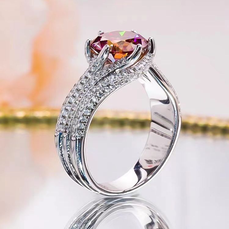 Wholesale Pigeon Egg High Carbon Diamond Three Row Full Diamond Line Ring Rhinestone Rings ACC-RS-JRD002