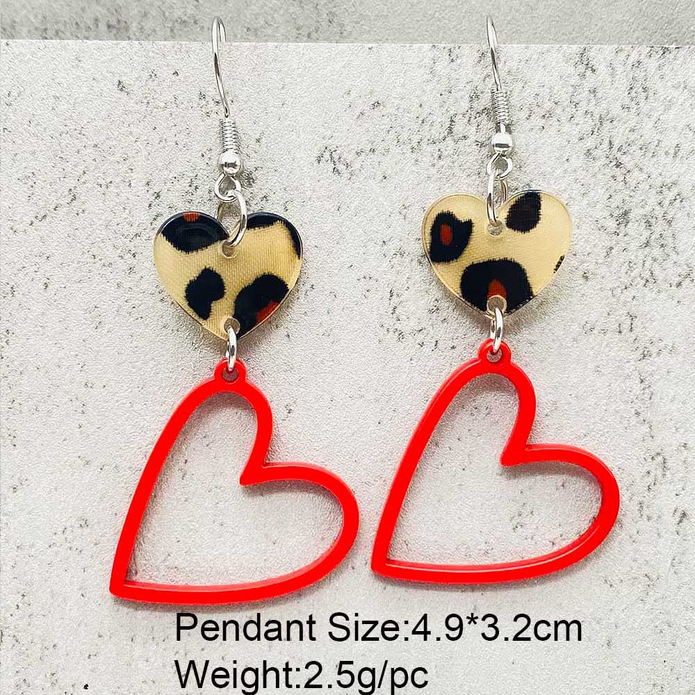 Wholesale Valentine's Day Leopard Heart Earrings