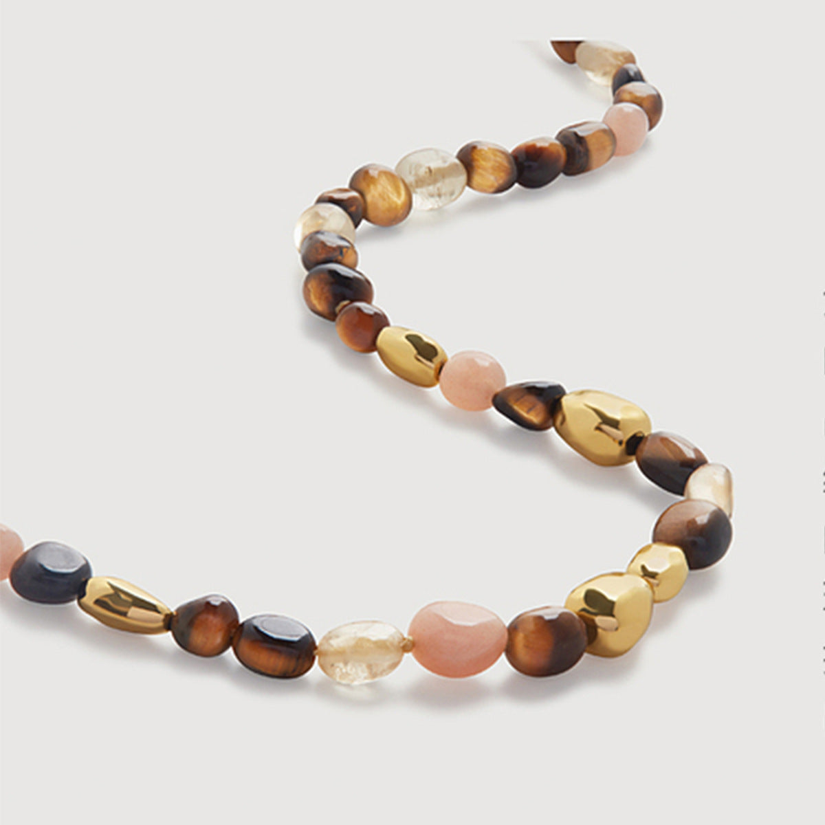 Wholesale  Irregular Natural Stone Tiger Eye Blue Pine Beaded Necklace