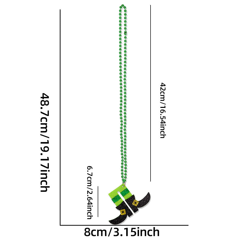 Wholesale St Patrick's Day clover beads chain Irish day  jewelry accessories green pendant necklace