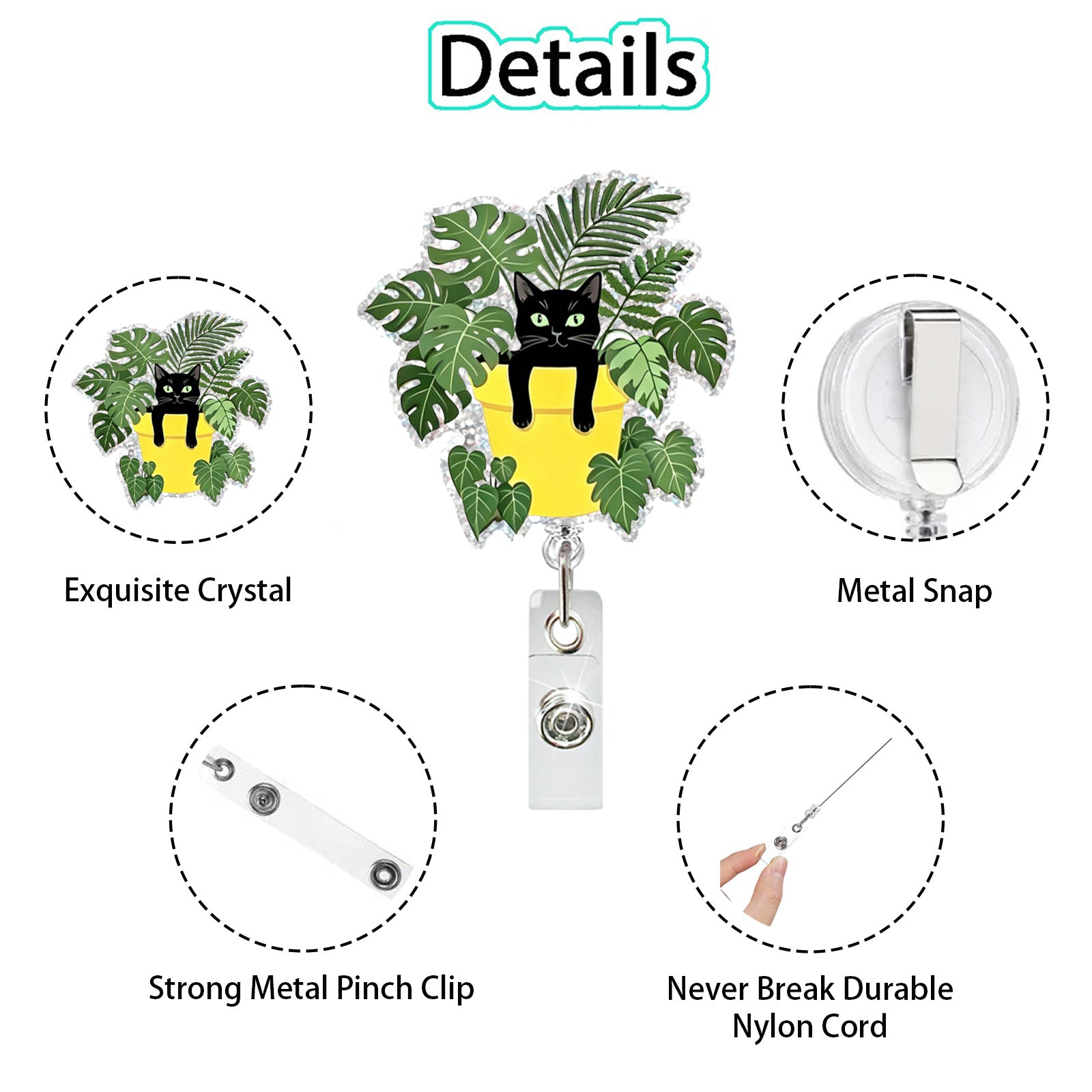 Wholesale Monstera Skull Retractable Badge ID Holder - Acrylic Belt Clip,  Chic Car Key Accessory Gift