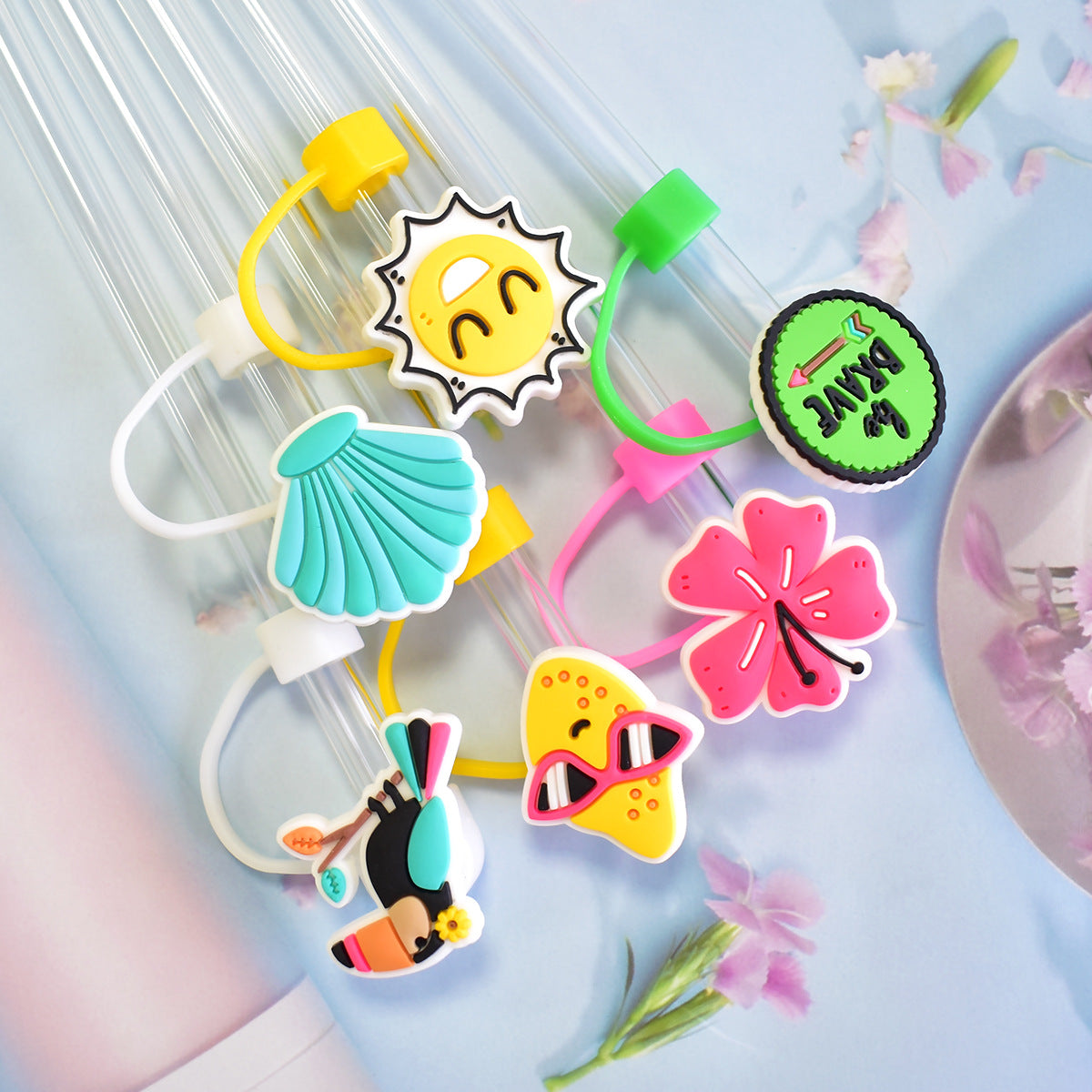 Wholesale Random 100pcs Summer Series Straw Tube Cap ACC-SCR-RYY065