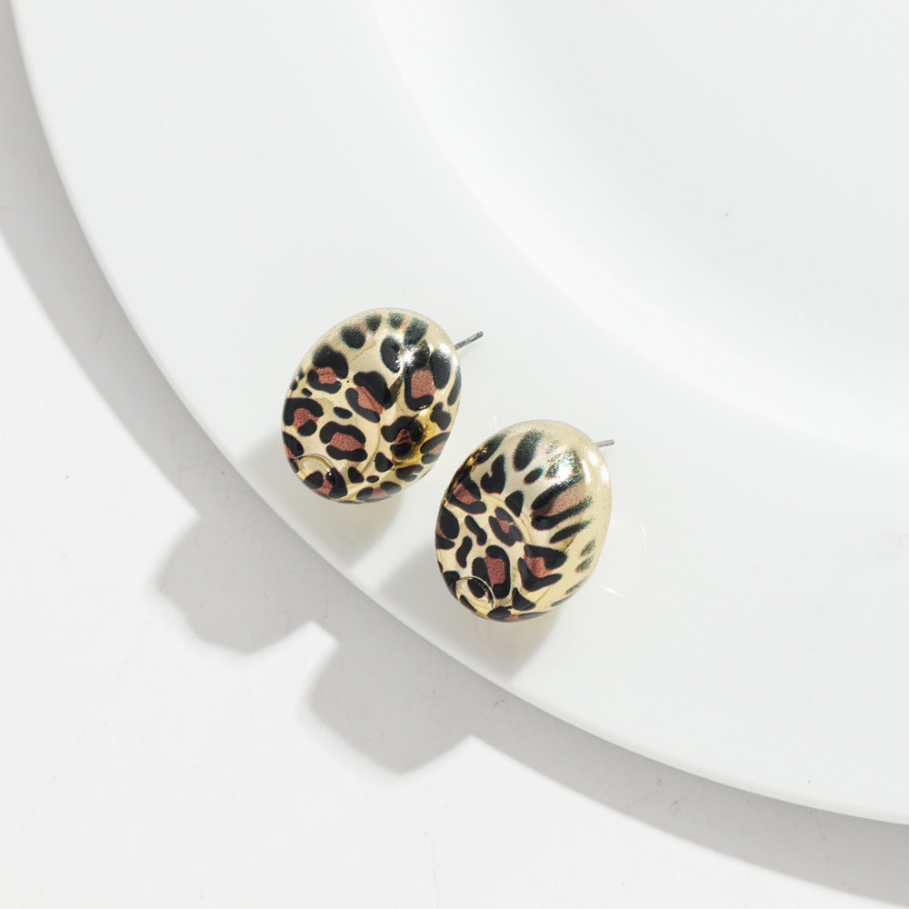 Wholesale  Retro Leopard Earrings  Geometric Leopard Earrings