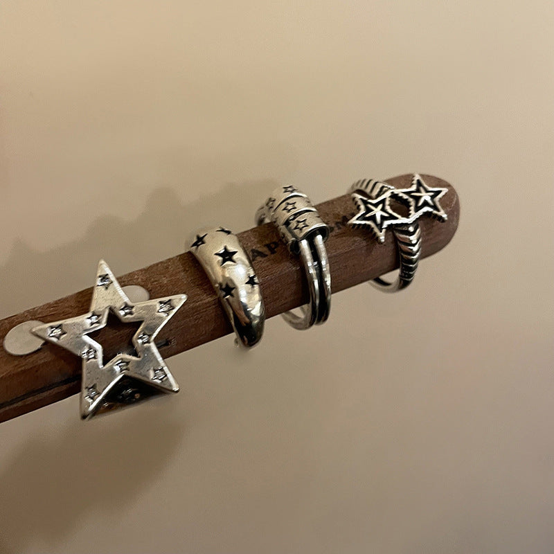Wholesale Dark Style Star Zinc Alloy Open Ring Chic Adjustable Finger Ring Boutique Resale