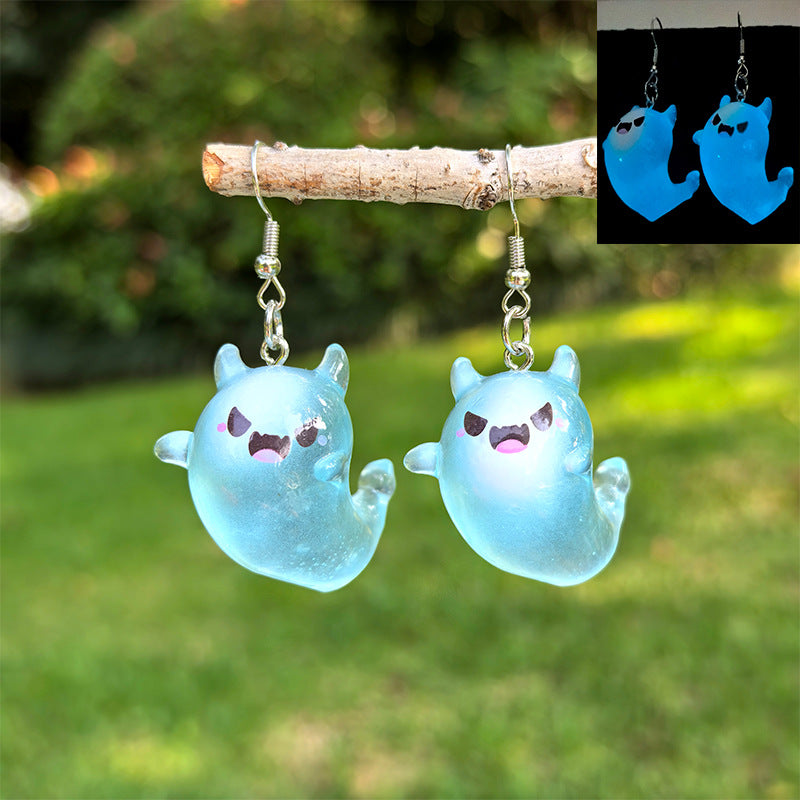 Wholesale Halloween White Luminous Ghost Pendant Earrings
