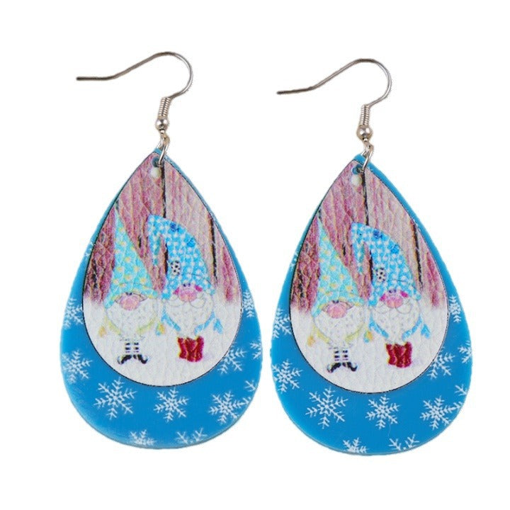 Wholesale  Christmas acrylic Sika deer Christmas tree old man drop shaped earrings