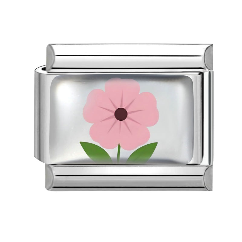 Wholesale Italian Charm Bracelet 9mm DIY Colorful Element Pink Pattern  Creative Stainless Steel Composable Bracelet