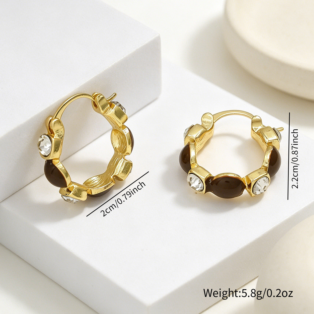 Wholesale Alloy Electroplated Geometric Rhinestone Earrings Vintage Wine Red Hong Kong Style Chic Jewelry Accessory Gift