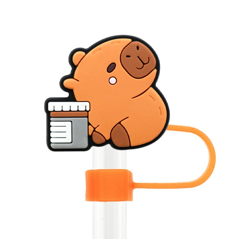 Wholesale Random 100pcs cartoon medical   10mm PVC Soft Straw Tube Cap