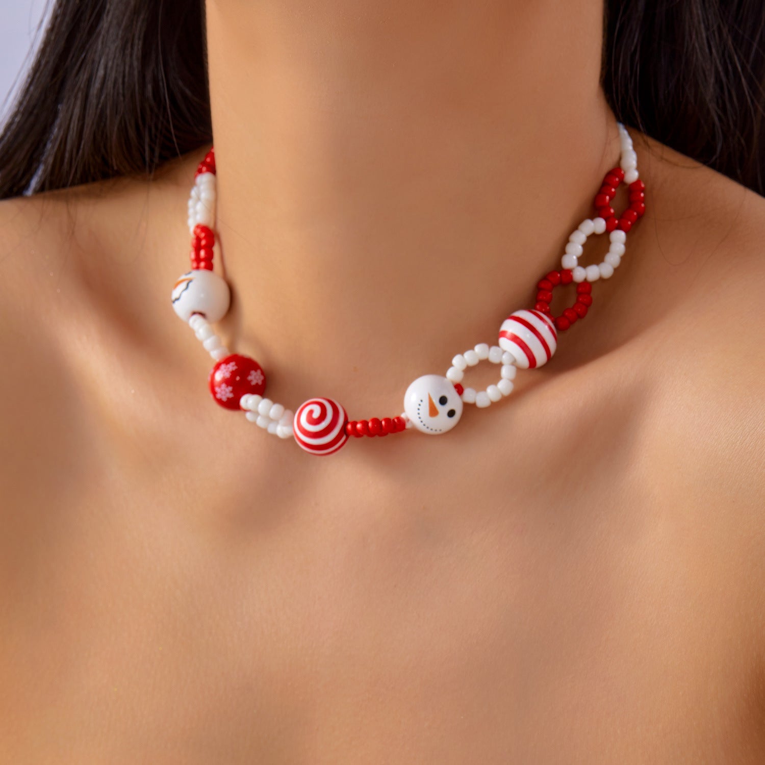 Wholesale Christmas featuring candy-themed designs beaded bracelet necklace set