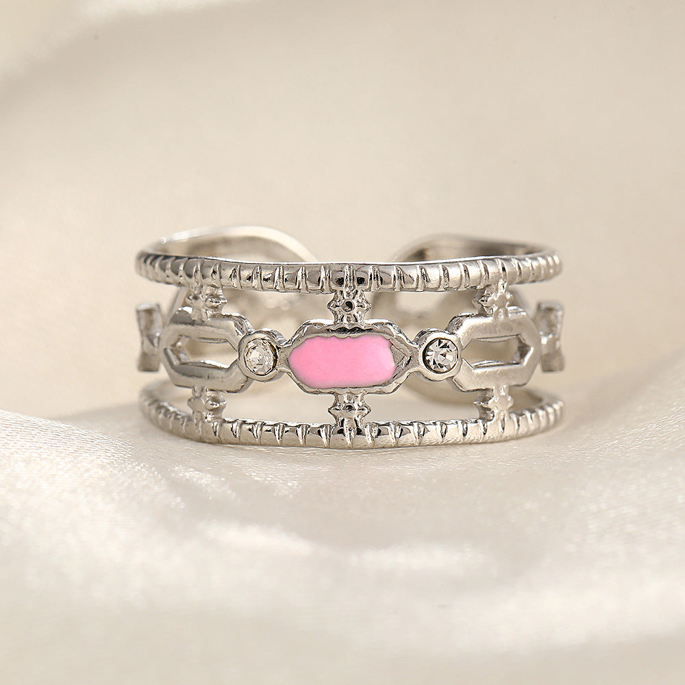 Wholesale Stainless Steel Micro Inlaid Zircon Loose Rings ACC-RS-TaiMei003