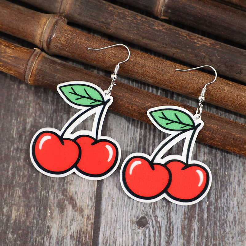 Wholesale Fruit Cherry Acrylic Cute Earrings